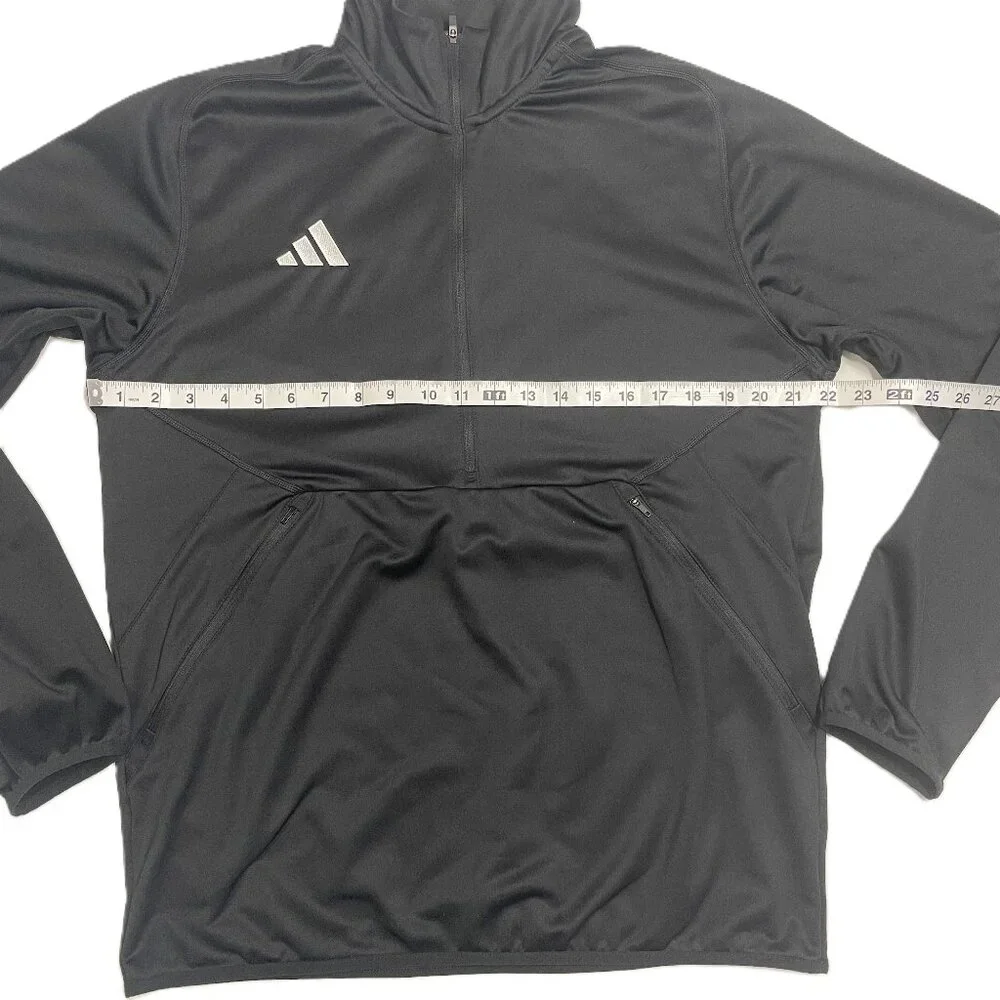 Adidas Track Jacket Mens L Black 1/4 Zip Sideline Aeroready Pullover Soccer Logo